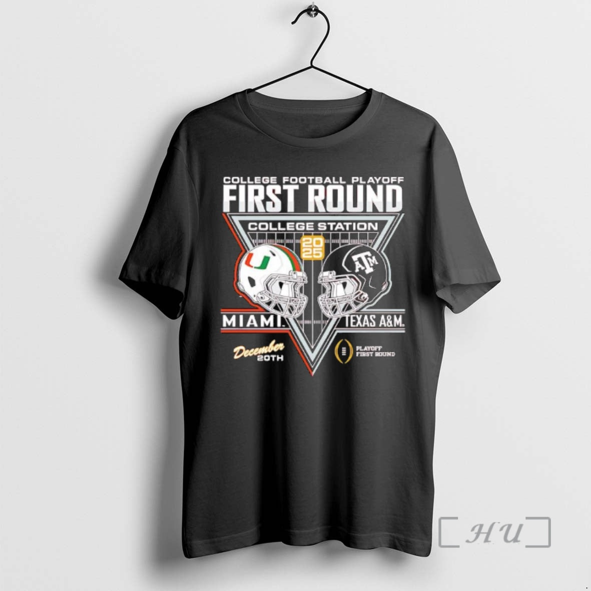 Trending Miami Vs Texas Am Cfp 25 26 First Round Helmet Premium T Shirts Sweater Hoodie, Sweatshirt | PrintMintTees.com