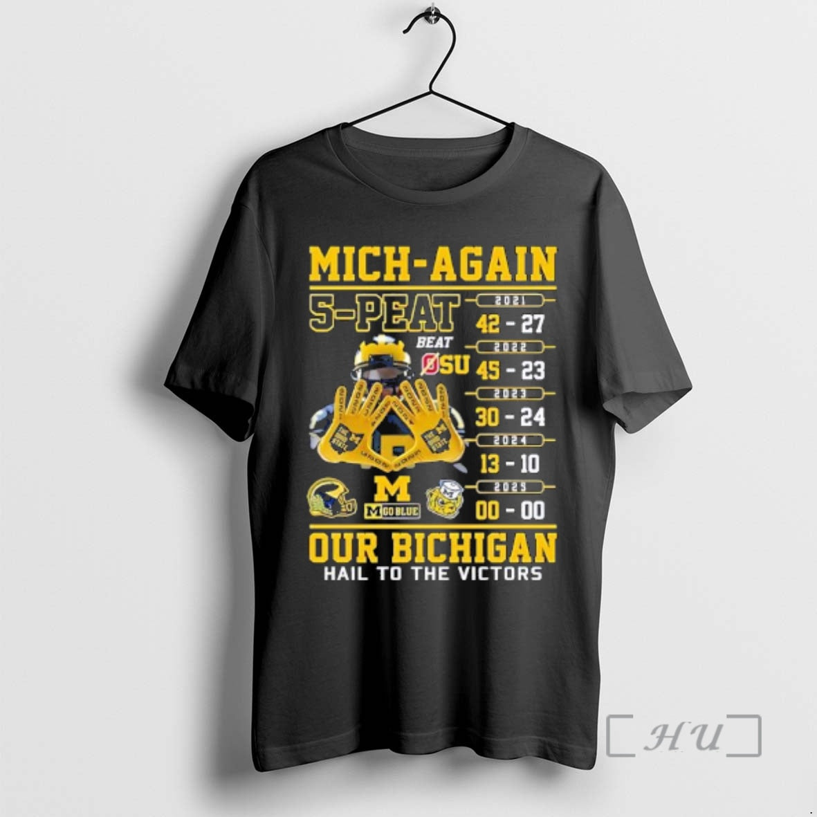 Trending Michigan Mich Again 5 Peat Our Bichigan Hail To The Victors Premium T Shirts Hoodie, Sweatshirt | PrintMintTees.com