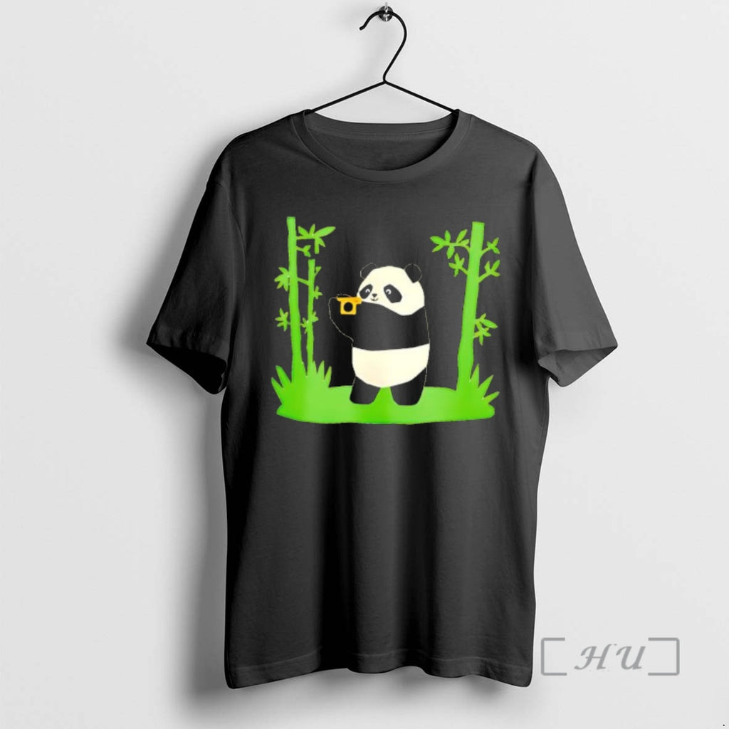 Trending Panda Holding The Camera Cartoon Black T-Shirts, Hoodie, Sweatshirt | PrintMintTees.com