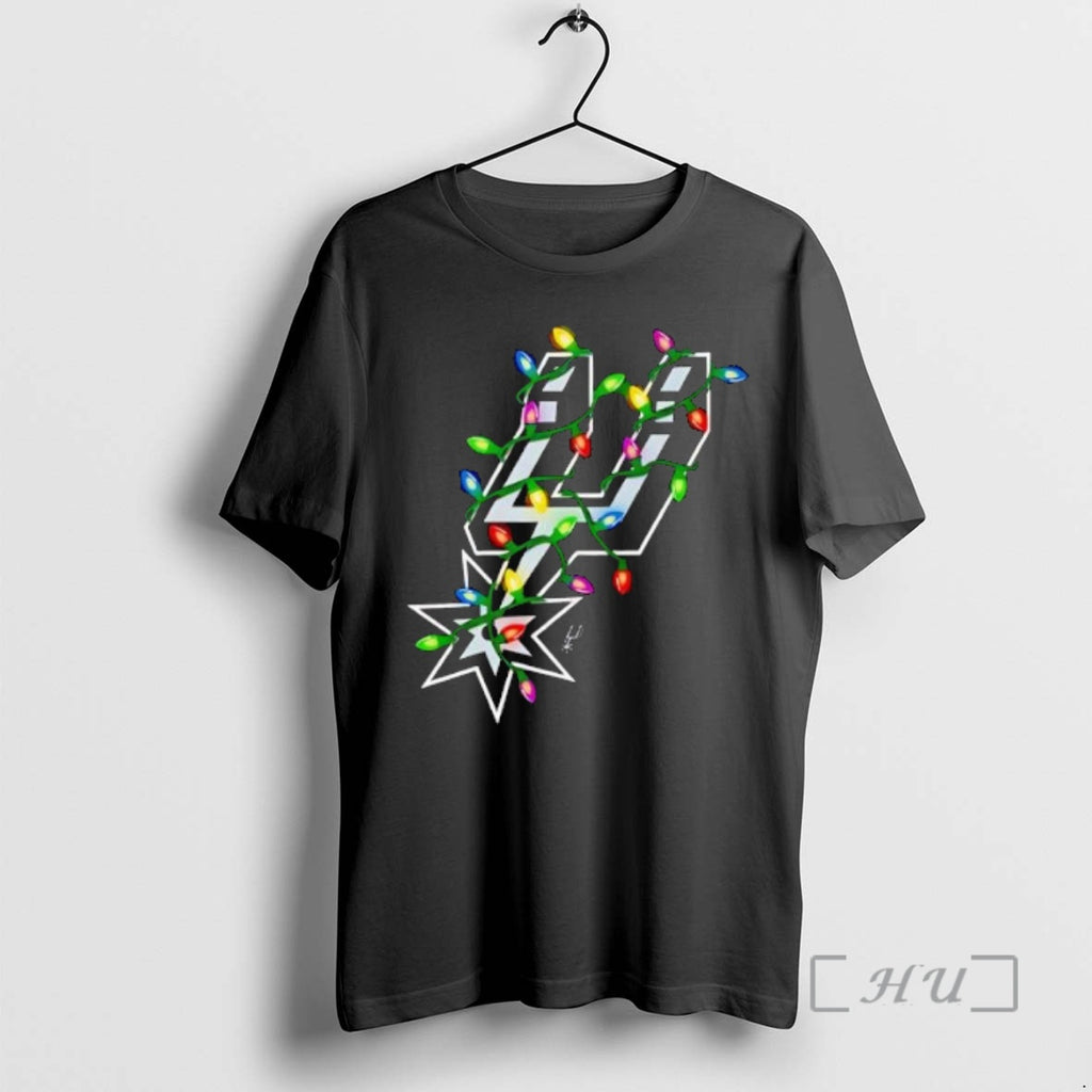 Trending San Antonio Spurs Logo Lights Merry Christmas T-Shirts, Hoodie, Sweatshirt | PrintMintTees.com