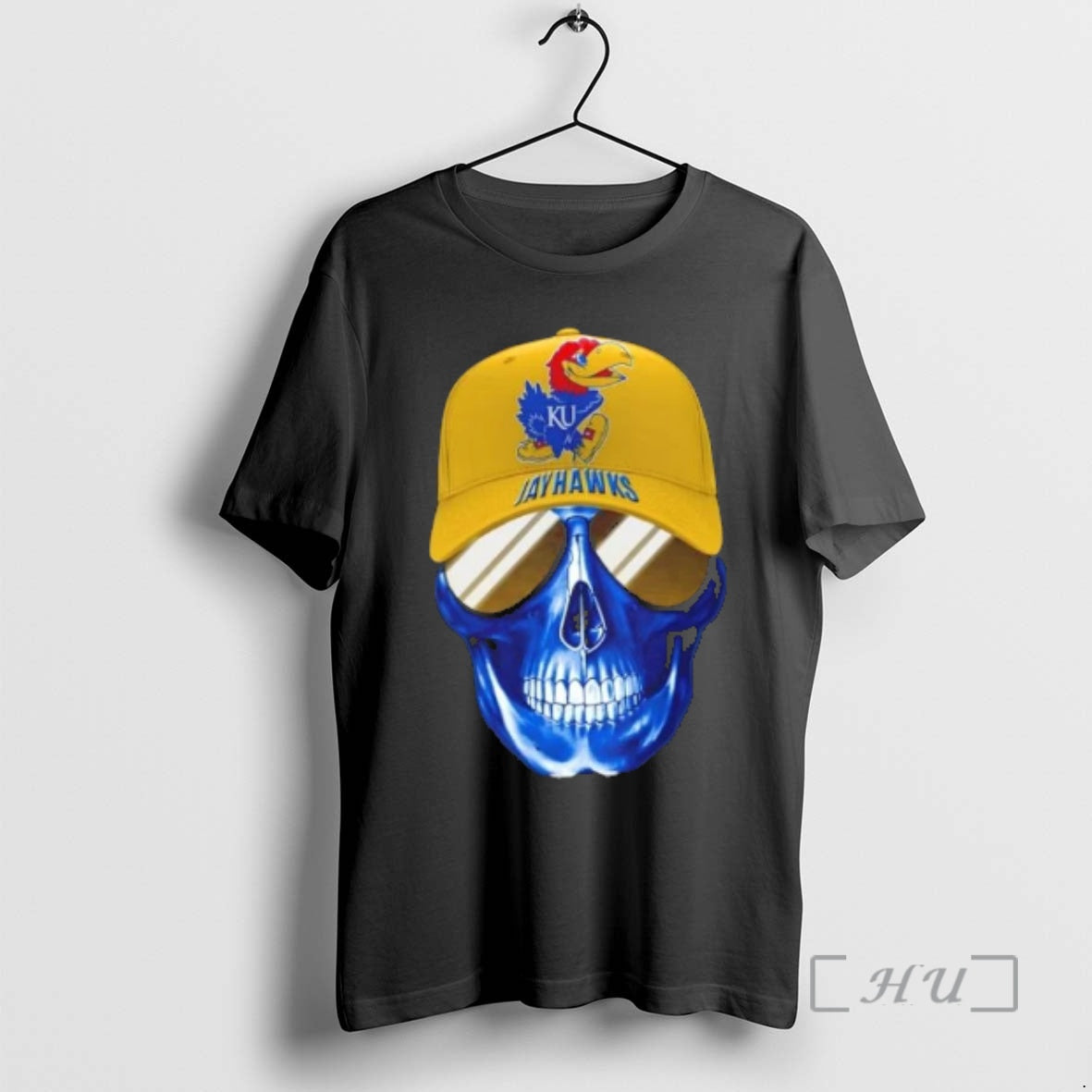Trending Skull Wearing A Cap And Smile Kansas Jayhawks Fans T-Shirts, Hoodie, Sweatshirt | PrintMintTees.com