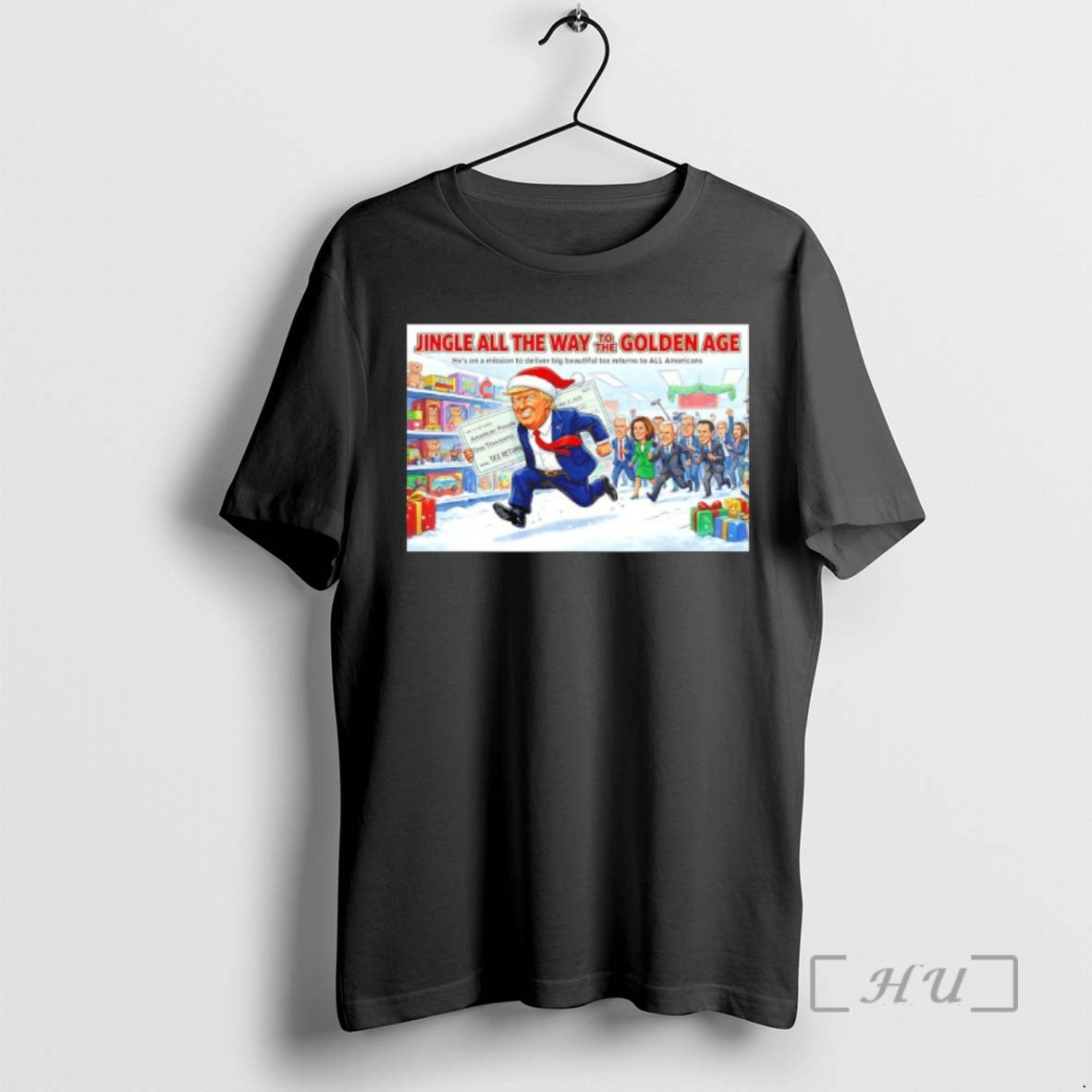 Trending Trump Santa Jingle All The Way To The Golden Age Premium T Shirts Sweater Hoodie, Sweatshirt | PrintMintTees.com