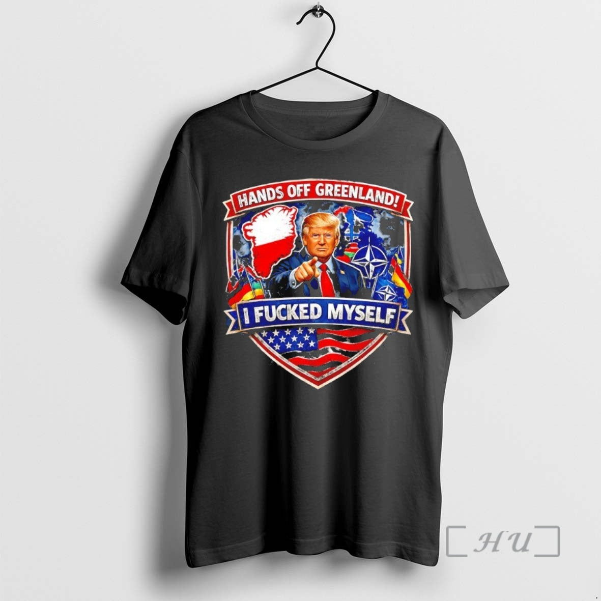 Trending Trump Hands Off Greenland I Fcked Myself Logo T-Shirts, Hoodie, Sweatshirt | PrintMintTees.com