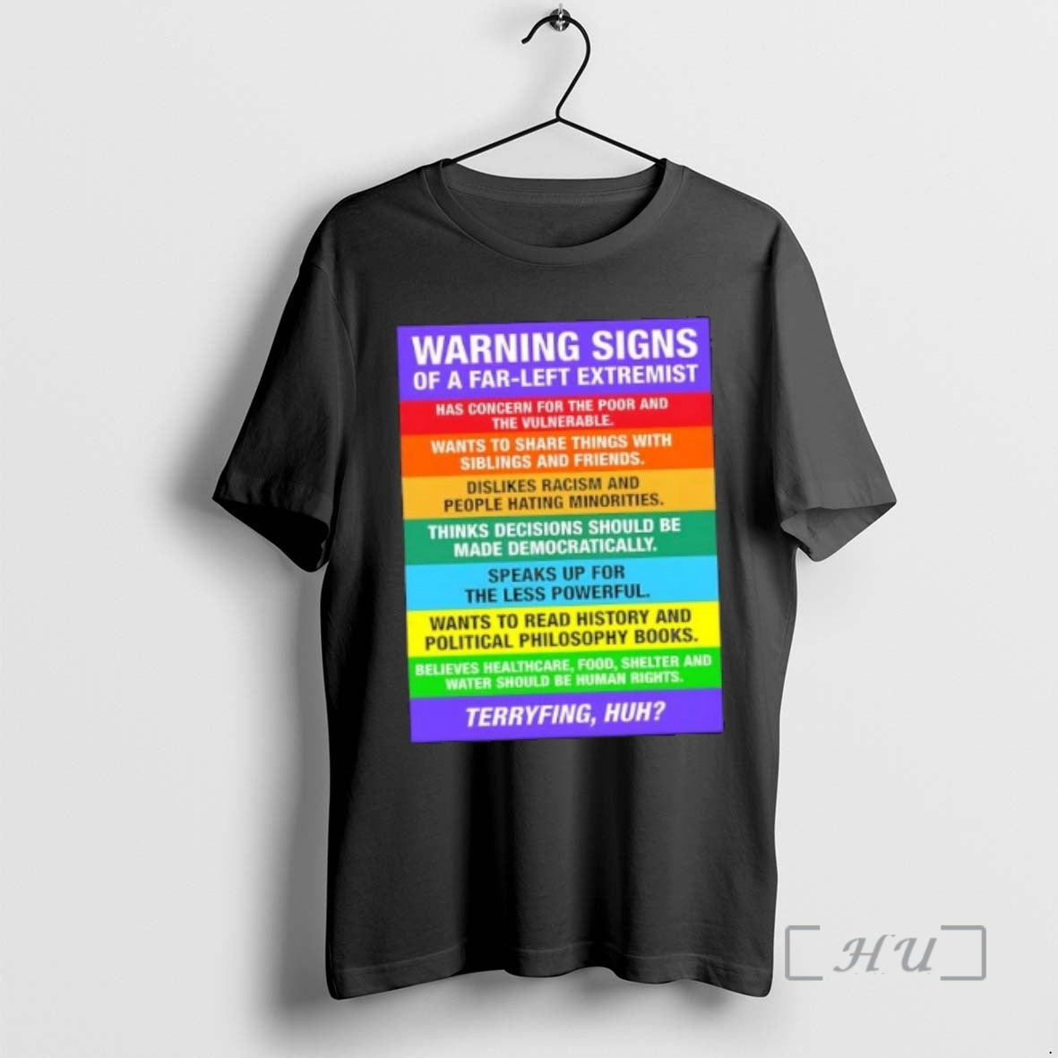 Trending Warning Signs Of A Far Left Extremist Terryfing Huh T-Shirts, Hoodie, Sweatshirt | PrintMintTees.com