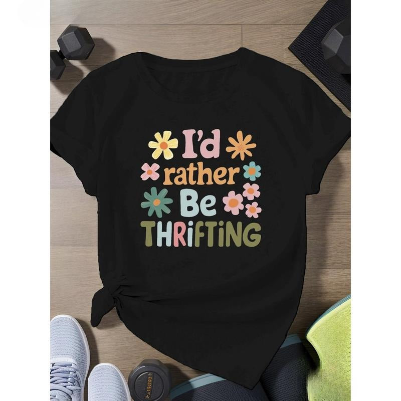 Trendy T - Shirt for Thrifting Enthusiasts: Catchy Statement in Fun Typography with Flower Graphics style 02 Hoodie...