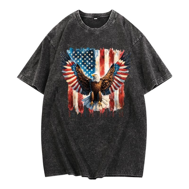 Trendy Washed T - Shirt: Emblematic Eagle Representation for American Pride style 02 Hoodie Sweatshirt | PrintMintTees.com