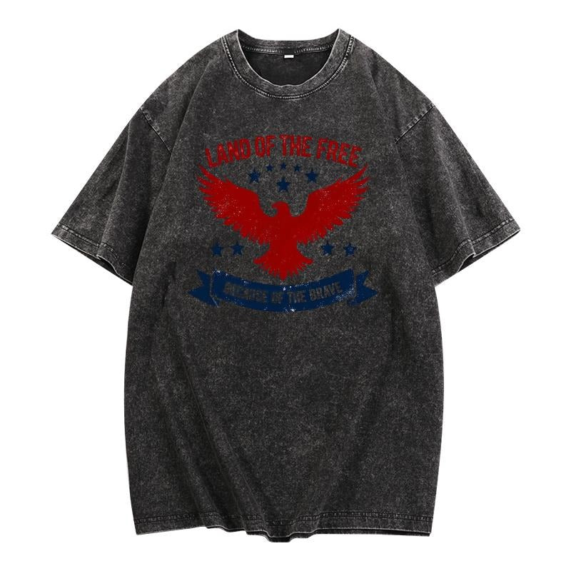 Trendy Washed T - Shirt: Iconic Eagle Design with a Retro - modern Appeal style 02 Hoodie Sweatshirt | PrintMintTees.com