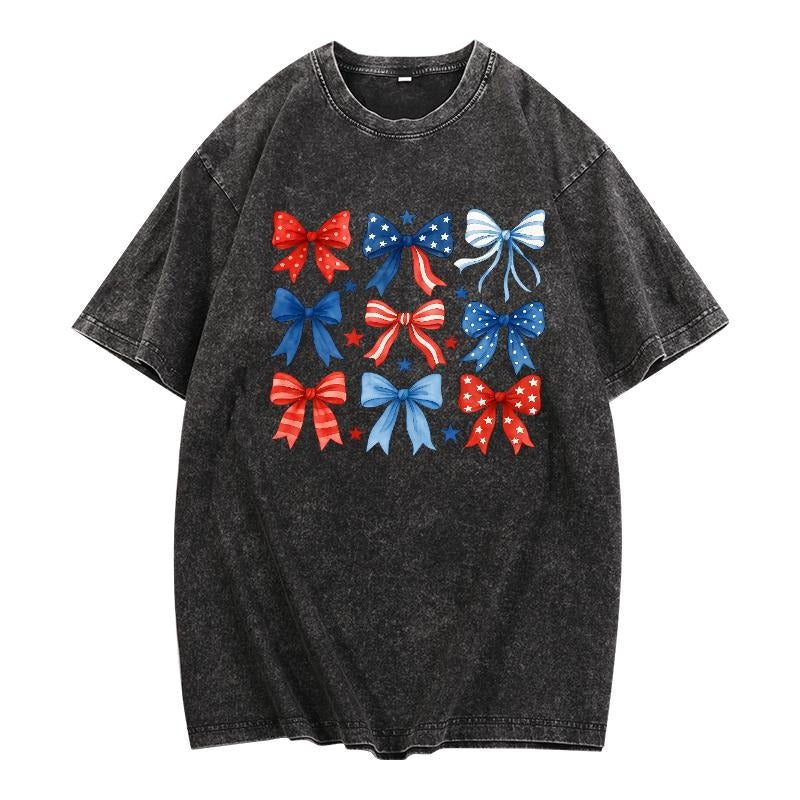 Trendy Washed T - Shirt: Rock a Playful Bow Design style 02 Hoodie Sweatshirt | PrintMintTees.com