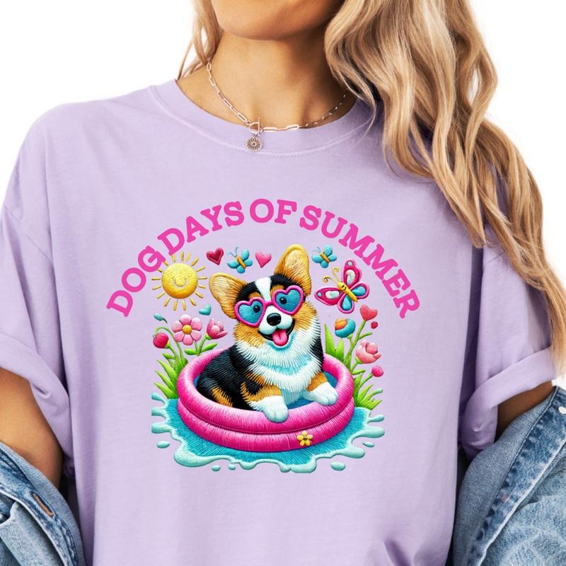 Tri Color Corgi Dog Days of Summer Shirt ~ Unisex Apparel Relaxed Fit Printed In The USA Clothing Womenswear Casual...
