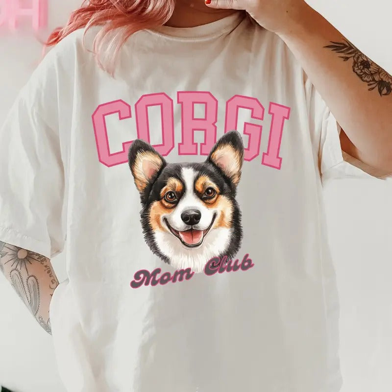 Tri Colored Corgi Dog Mom Club Shirt ~ Unisex Apparel Relaxed Fit Printed In The USA Clothing Womenswear Casual Comfort...