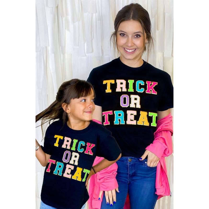 Trick OR Treat Ideal Chenille Graphic T-Shirt Hoodie Sweatshirt | PrintMintTees.com