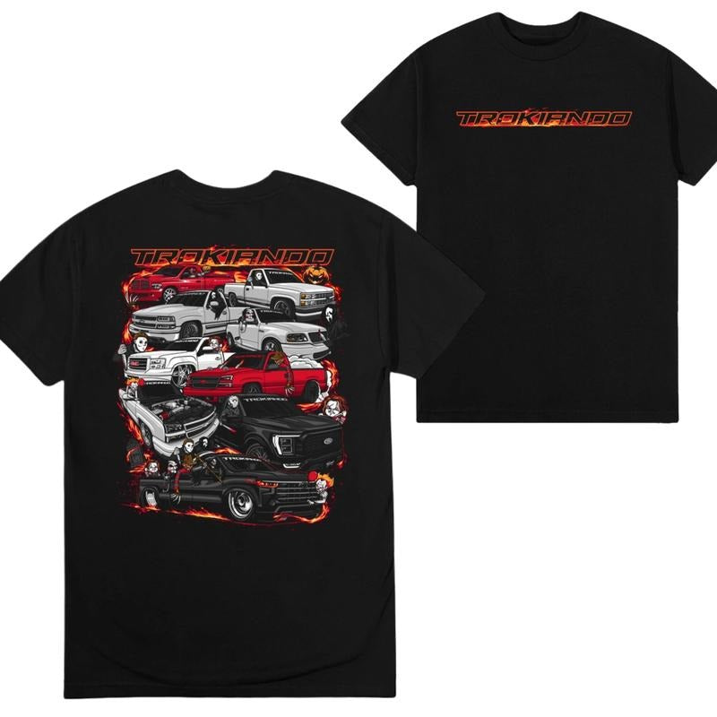 Trokiando Pickup Trucks and Characters T-shirt, Car Merch Graphic Design Shirt For Men, Menswear Classic Hoodie Sweatshirt