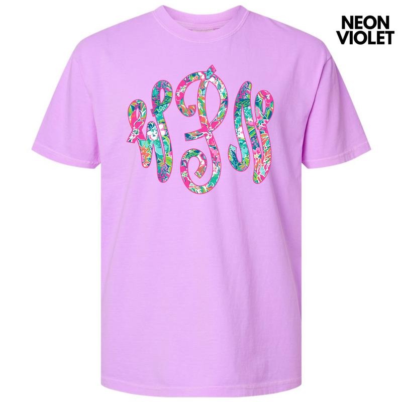 Tropical Monogram Comfort Colors T-Shirt 'NLB' Hoodie Sweatshirt | PrintMintTees.com