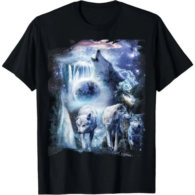 Tropical Wolves Wolf Howling At Moon T-Shirt Hoodie Sweatshirt | PrintMintTees.com