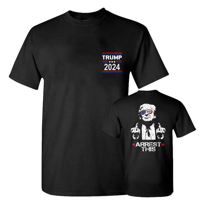Trumm Arrest This Funny 2024 Electiions Full Colors Full Sizes Cotton 2 Sides Shirt Classic Cotton Shirt Hoodie Sweatshirt
