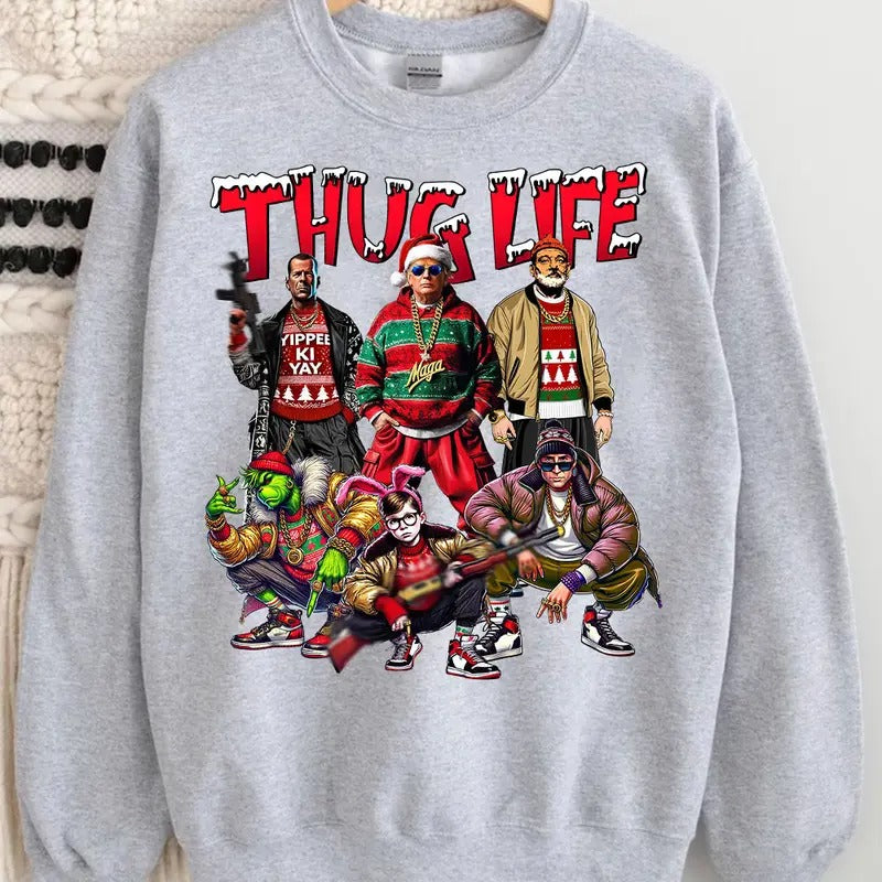 Trummp THUGLIFE Christmas Shirt, Christmas Movies Shirt, Xmas Graphic Tee Hoodie Sweatshirt | PrintMintTees.com