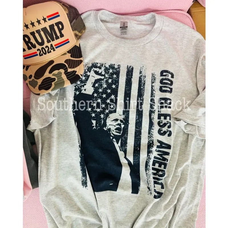 Trump- God bless America t shirt Hoodie Sweatshirt | PrintMintTees.com