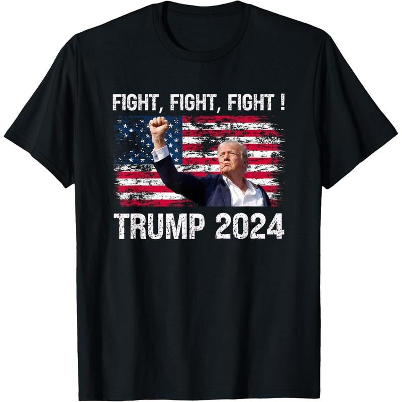 Trump 2024 Fight Fight Fight - Trump President Election 2024 T-Shirt made in usa Hoodie Sweatshirt | PrintMintTees.com