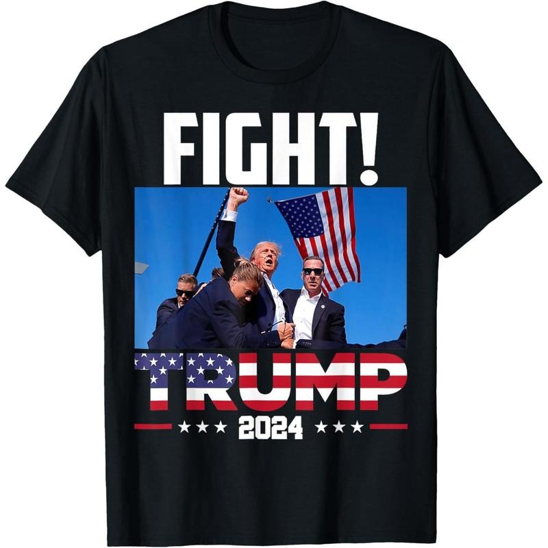 Trump 2024 Fight Fist Rally Trump Rally 2024 American Flag T-Shirt made in usa Hoodie Sweatshirt | PrintMintTees.com