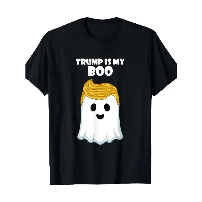 Trump 2024 Hair Funny Ghost Halloween Boo T-Shirt, Men's T-shirt, 220g Made in USA Hoodie Sweatshirt | PrintMintTees.com