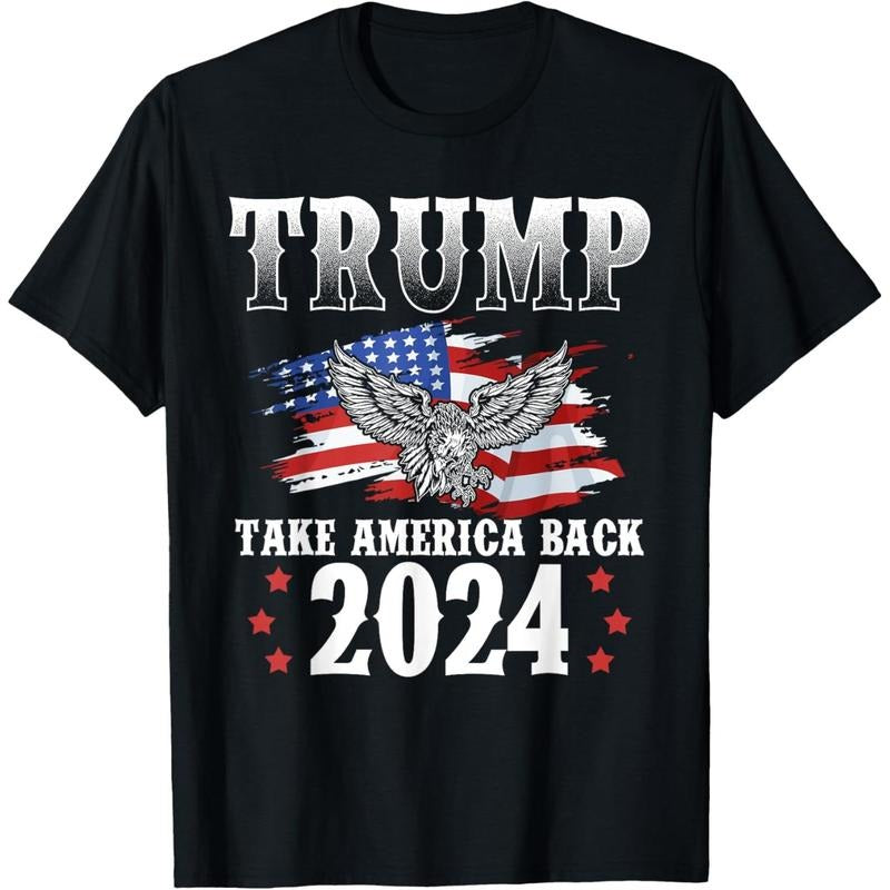 Trump 2024 Take America Back American Flag Trump 2024 T-Shirt made in usa Hoodie Sweatshirt | PrintMintTees.com