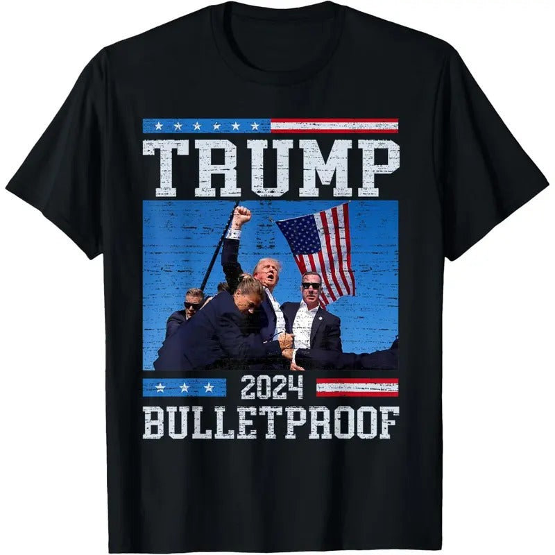 Trump Bulletproof Fight Fist Legend Donald Trump 2024 T-Shirt made in usa Hoodie Sweatshirt | PrintMintTees.com