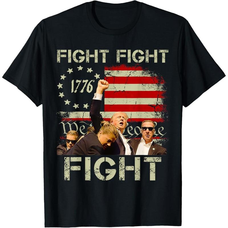 Trump Fight Fight Fight Trump Signals To Americans to Fight T-Shirt made in usa Hoodie Sweatshirt | PrintMintTees.com