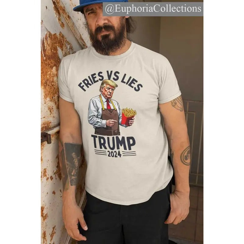 #Trump French Fries Shirt, Fries vs Lies Meme Cringe Funny Tee, President Election T-Shirt , Retro Chic Tee Hoodie Sweatshirt
