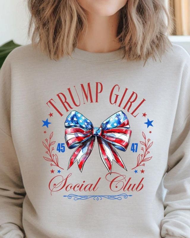 Trump Girl Social Club Heavy-weight Crew Sweatshirt PATRIOTIC Shirt Hoodie | PrintMintTees.com