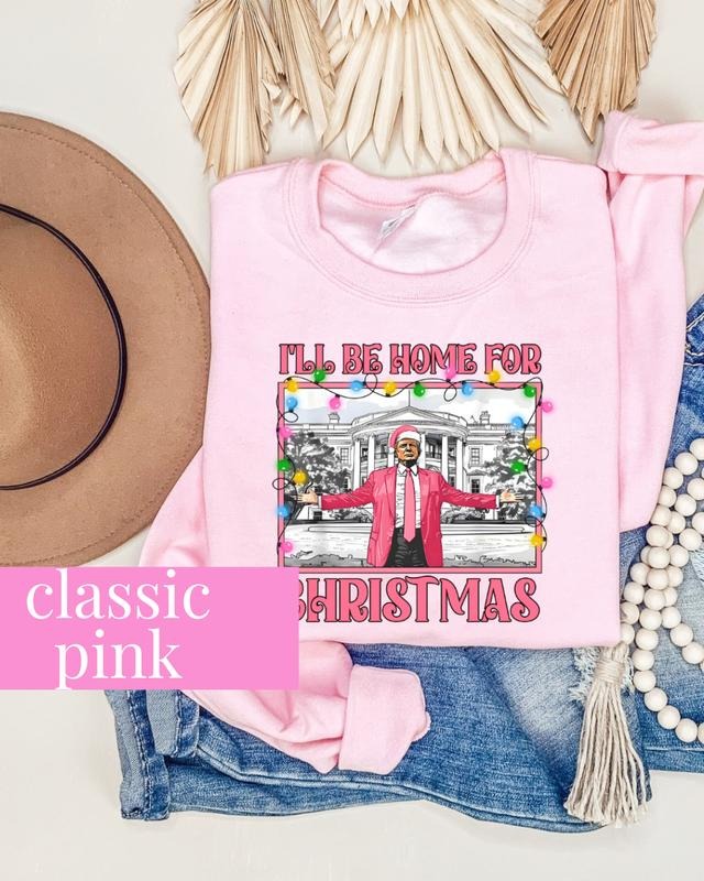 Trump Home For Christmas Unisex NuBlend Crew Sweatshirt CHRISTMAS 2024 Shirt Hoodie | PrintMintTees.com