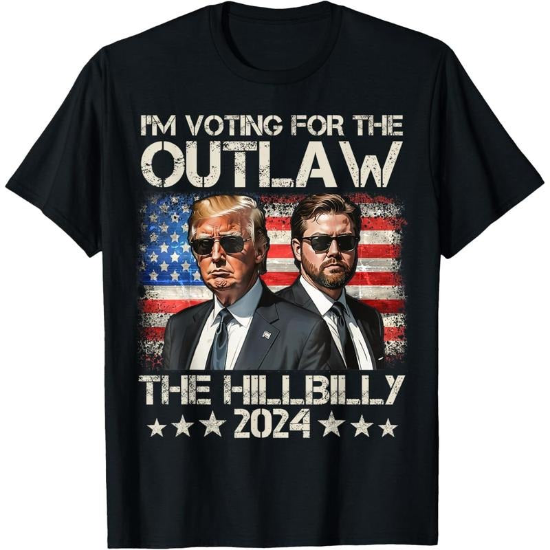 Trump I'm Voting For The Outlaw And The Hillbilly 2024 trump T-Shirt made in usa Hoodie Sweatshirt | PrintMintTees.com