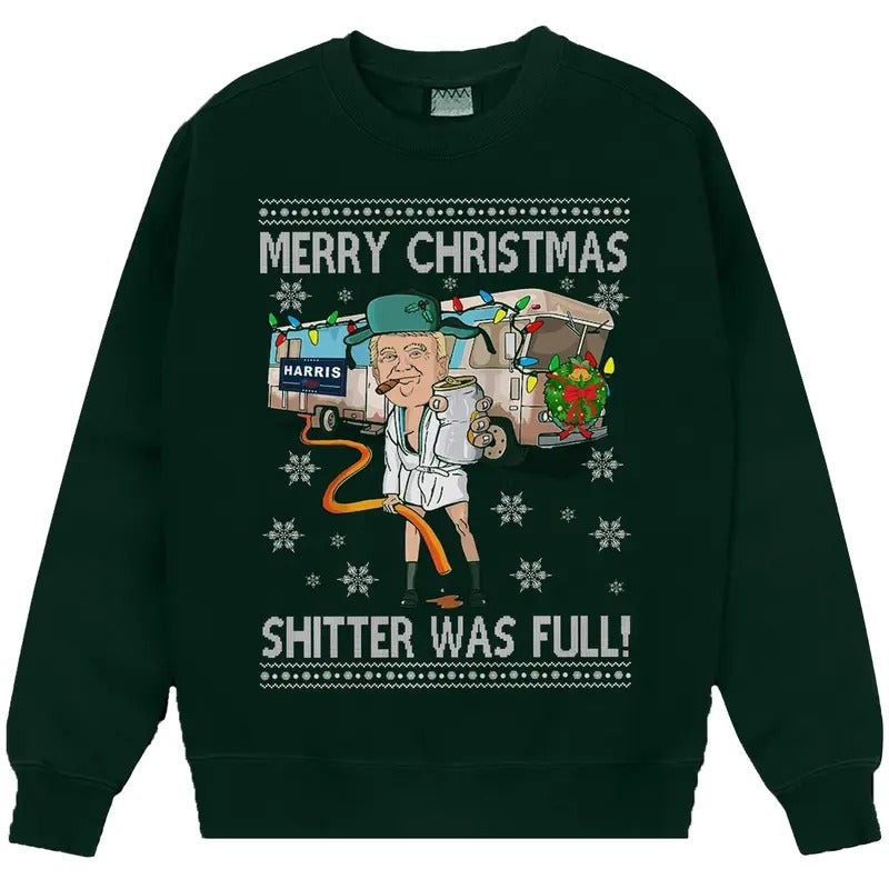 Trump Merry Christmas Sweatshirt, Trump Merry Christmas Shitter Was Full Shirt, Trump 2024 MAGA Shirt, Trump 45 47...