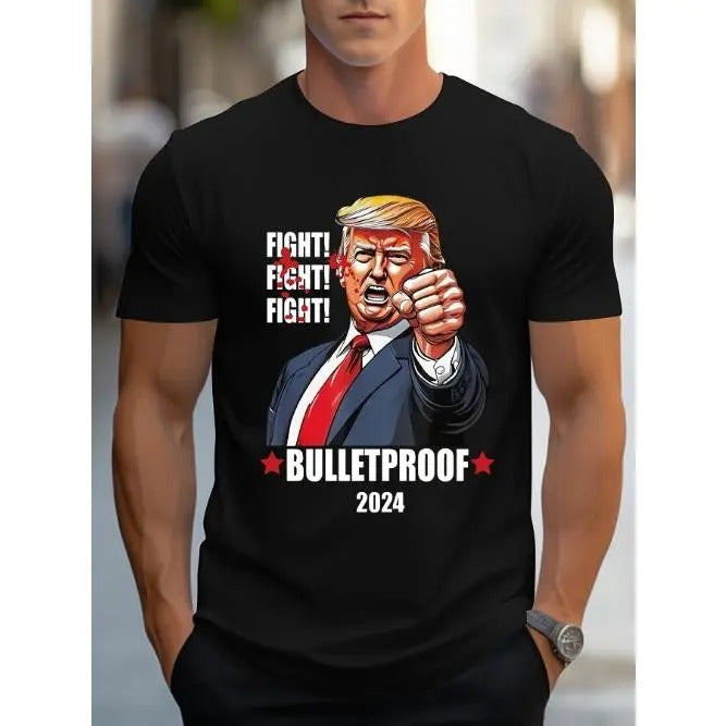 Trump Print T-shirt, Men's Casual Comfy Tee For Summer, Men's Short Sleeve Top For Daily Activity Made in USA Hoodie...