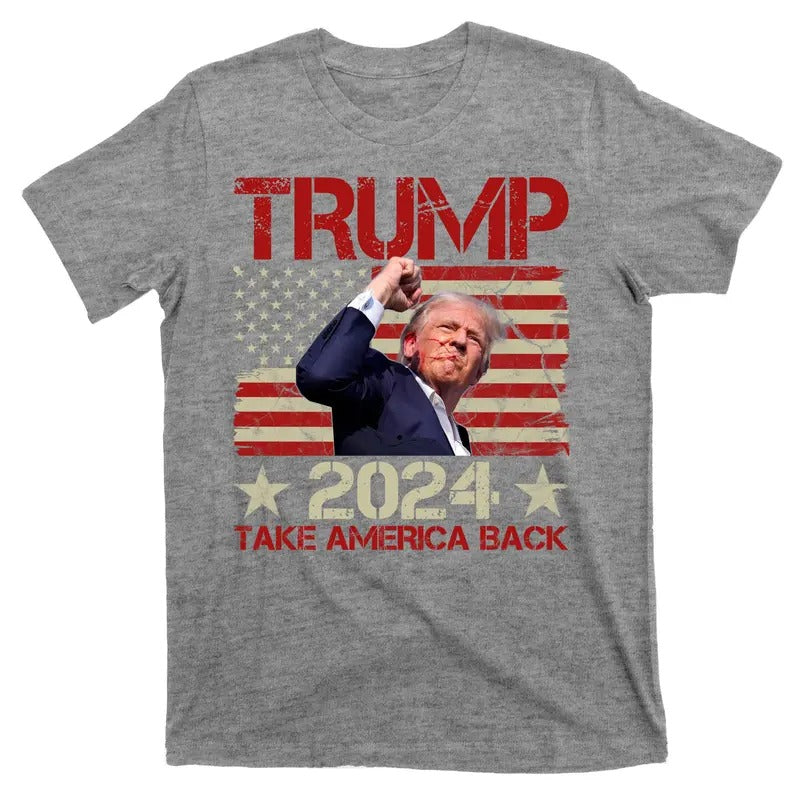 Trump Take America Back Fist Pump Shot Rally 2024 T-Shirt Hoodie Sweatshirt | PrintMintTees.com