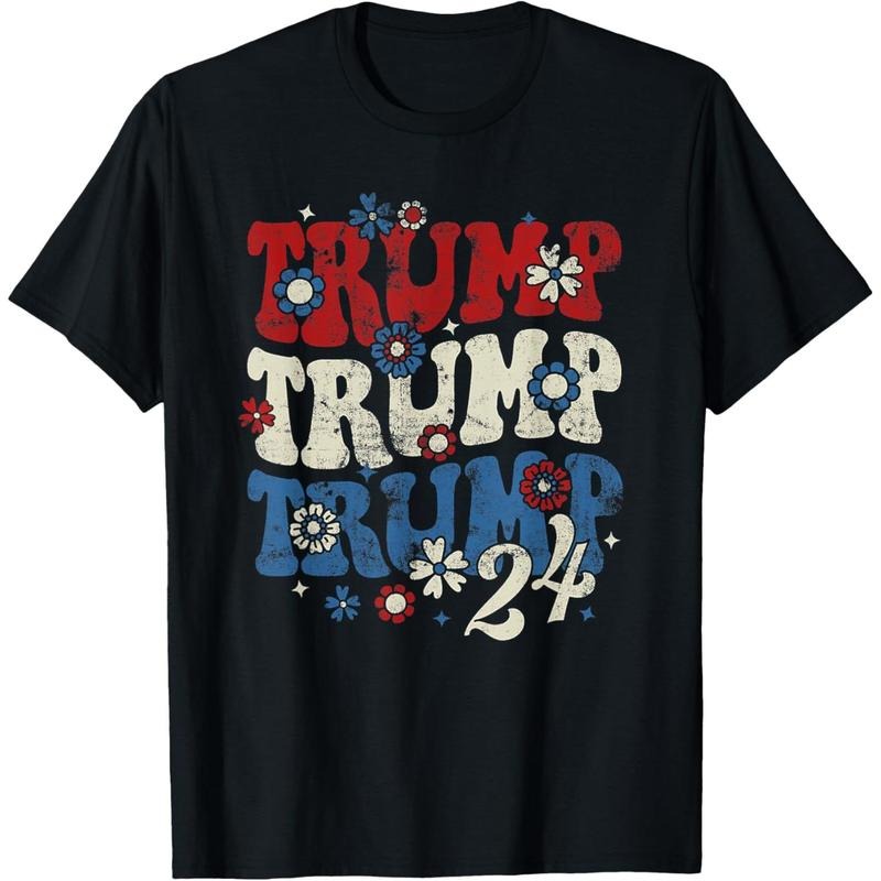 Trump Trump Trump 2024 Retro Groovy T-Shirt made in usa Hoodie Sweatshirt | PrintMintTees.com