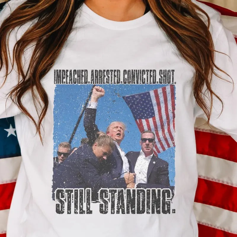 Trump Vance 2024 PResident Tees President Trump 2024 Election Tshirts Trump Still Standing T-Shirts Vance Vice President...