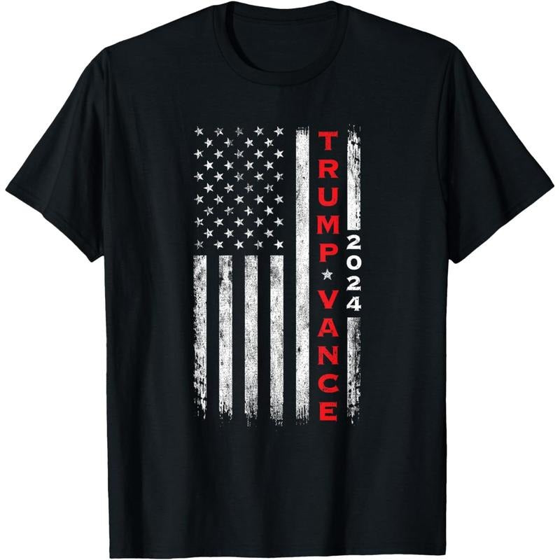 Trump Vance 2024 Vintage Subdued Vertical Flag T-Shirt made in usa Hoodie Sweatshirt | PrintMintTees.com