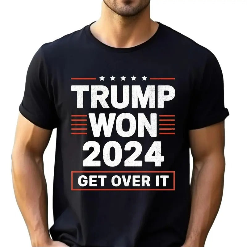 Trump Won Get Over It 2024 Shirt, Trump 2024 Shirt, Trump Vance 2024 MAGA Shirt for Men Women Hoodie Sweatshirt