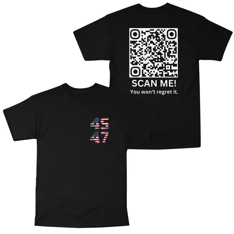 Trump YMCA QR Code Dance Shirt, Trump 2024 Shirt, Trump Vance 45 47 Shirt for Men Women Two Sides MAGA Hoodie Sweatshirt