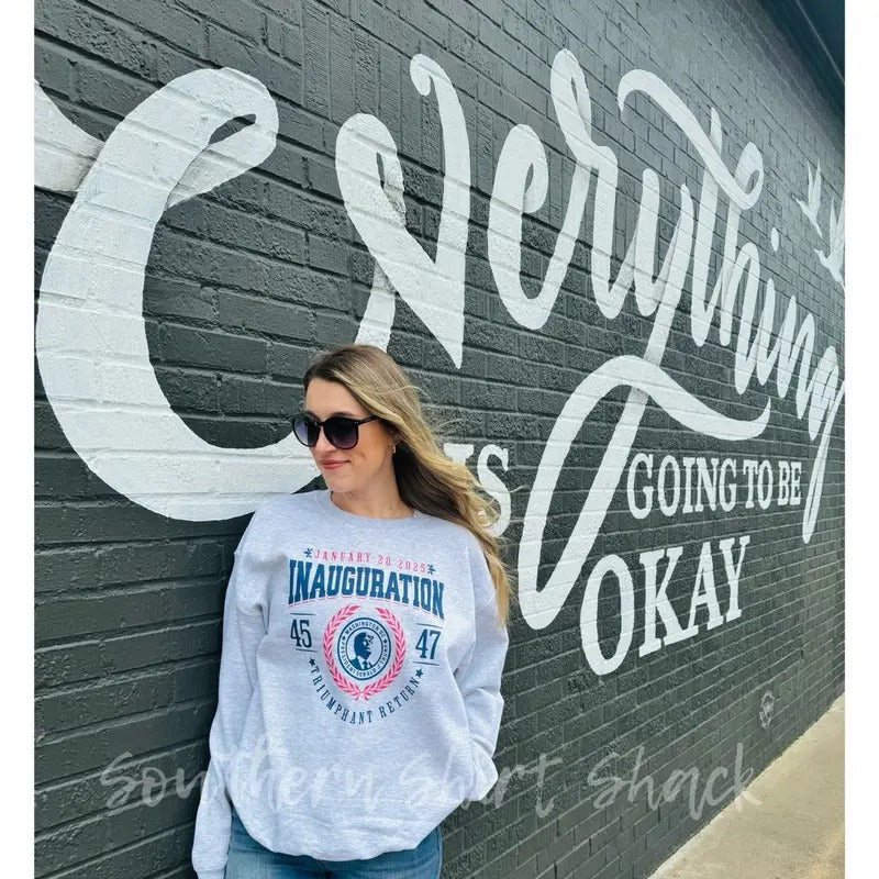 Trump varsity Inauguration Day Sweatshirt | Trump 45 47 Sweatshirt | 47 President Sweatshirt Shirt Hoodie | PrintMintTees.com