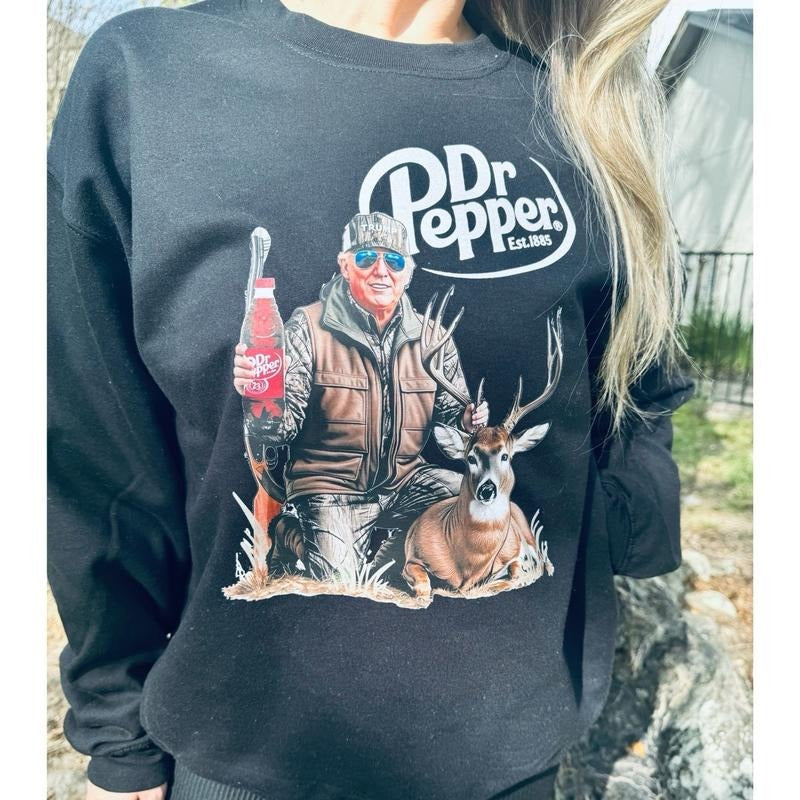 Trump with a Buck Sweatshirt| Black Sweatshirt| Trump Sweatshirt Shirt Hoodie | PrintMintTees.com