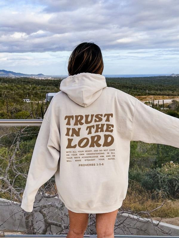 Trust In The Lord Hoodie, Bible Verse Christian Hoodie, Christianity Religious Sweatshirt Gift, Words On Back Aesthetic...
