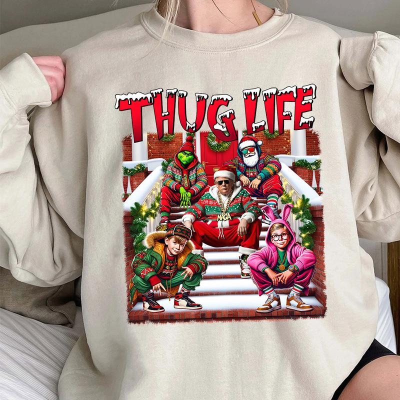 Truump Christmas ThugLife Shirt, Christmas Movies Shirt, Xmas Graphic Tee Comfort Cotton Hoodie Sweatshirt