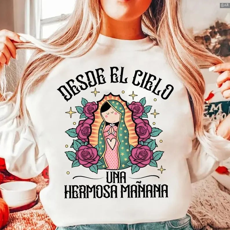 Our Lady Of Guadalupe Sweatshirt/Hoodie/Tshirt, Nuestra Senora De Guadalupe , It's Abuelita and Pan Dulce Season, Retro...