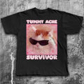 Tummy Ache Survivor Funny Cat Meme T-shirt Gift for Woman Goofy Ahh Cats Tee Shirt Trendy Summer Clothes Ironic T-shirt Silly Stupid Cat Tee