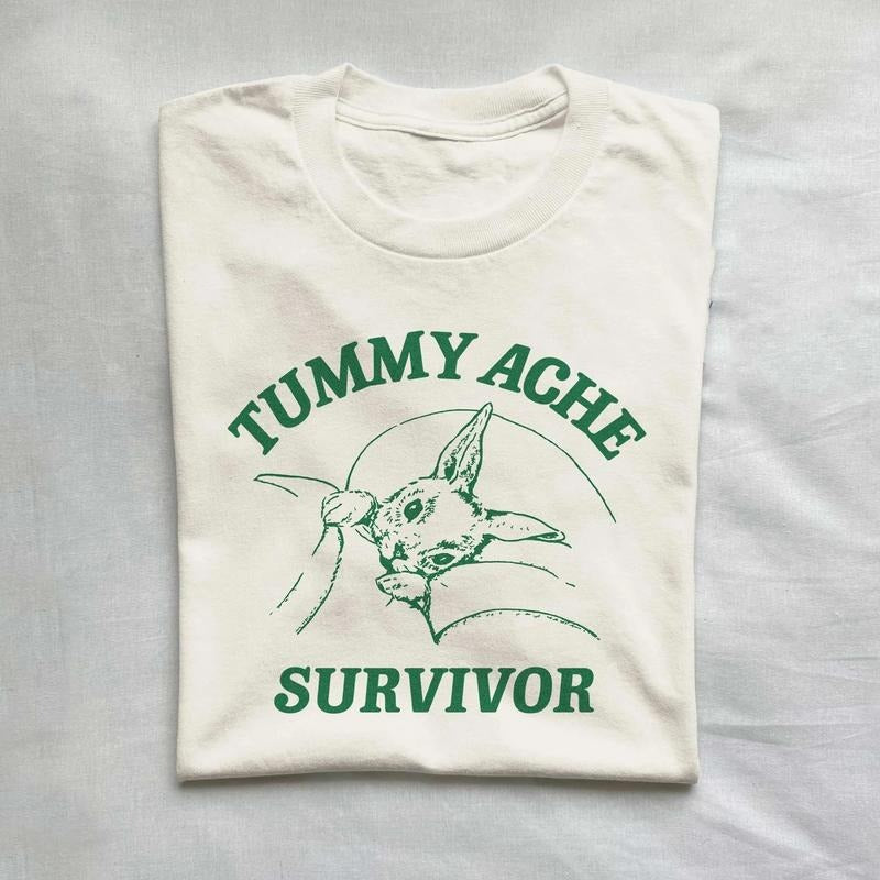 Tummy Ache Survivor T Shirt, Tummy Ache Tee, Meme T Shirt, Graphic Vintage Cartoon, Aesthetic Tee, Unisex Tee Hoodie,...