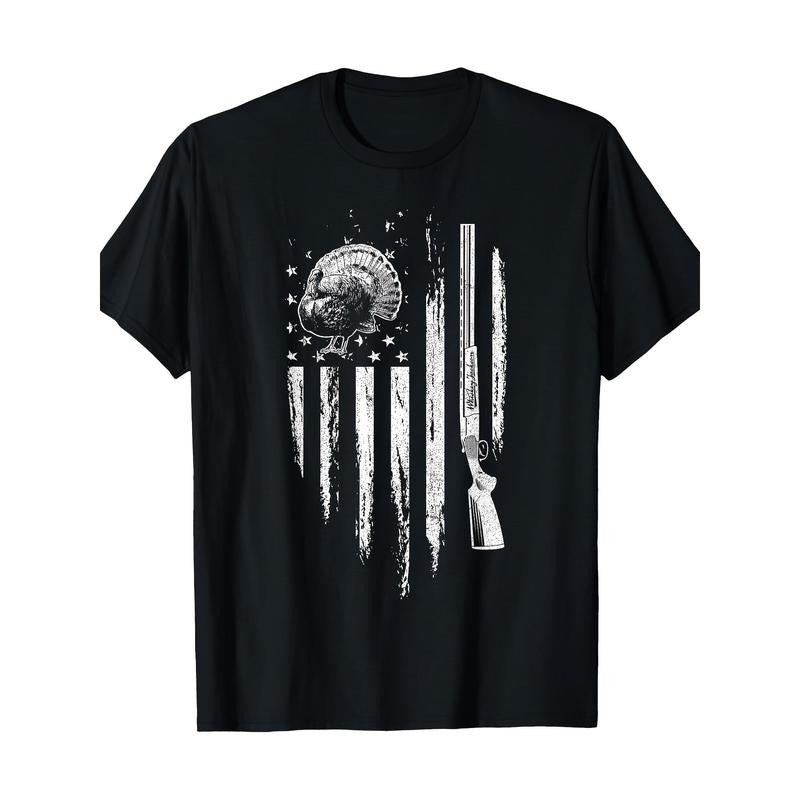 Turkey Hunting American Flag Thunder Chicken Gift Hunter T-shirt - 220g made in usa Hoodie Sweatshirt | PrintMintTees.com