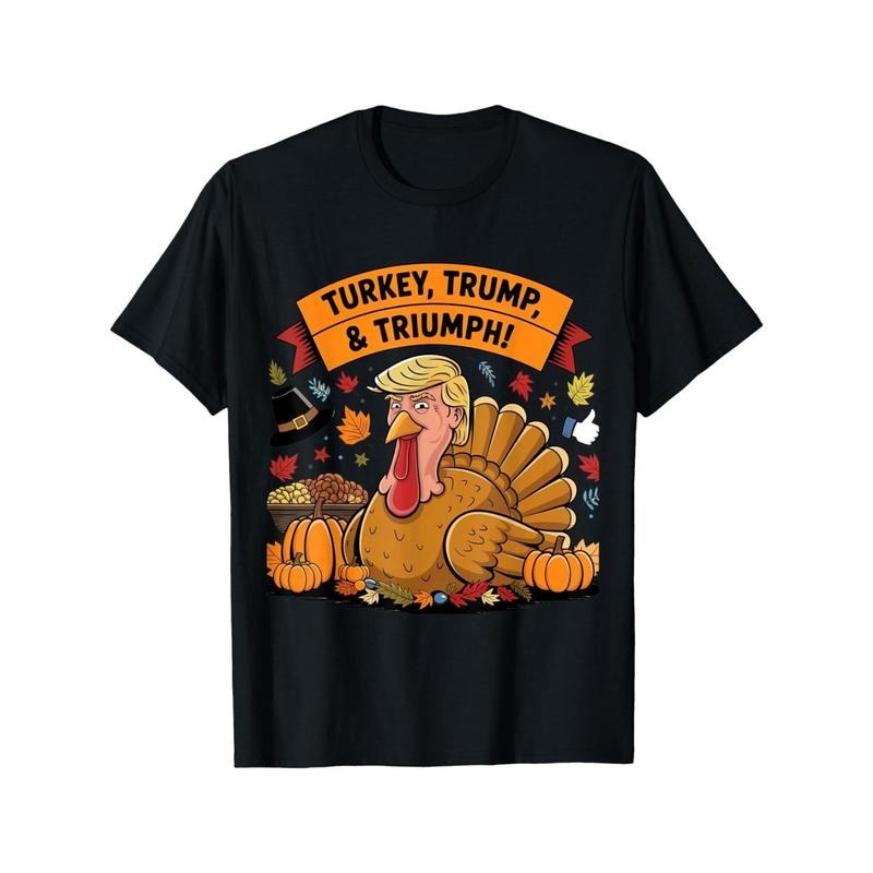 Turkey, Trump, & Triumph Thanksgiving 2024 Election T-Shirt made in usa Hoodie Sweatshirt | PrintMintTees.com