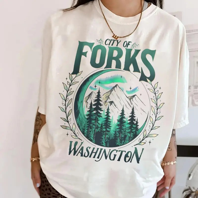 Twilight City Of Forks T-Shirt, City Of Forks Washington Shirt, Twilight Halloween Tee Shirt, New Moon Rainforest Shirt,...
