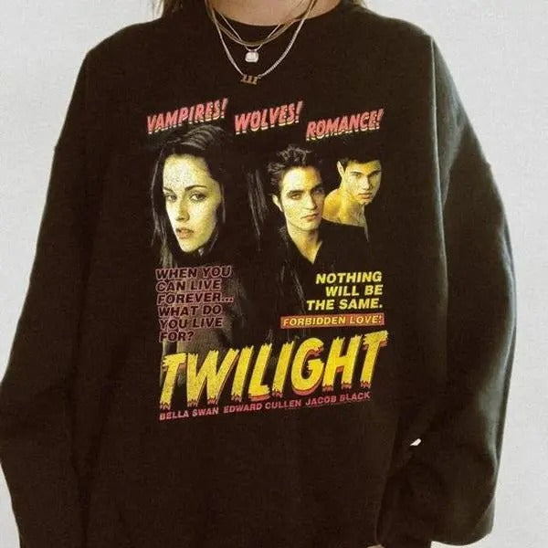 Twilight Saga Shirt, Vampire Wolf Romance Shirt, Graphic Sweatshirt, Ed and Bella Sweatshirt, Twilight Movies Graphic Tee...